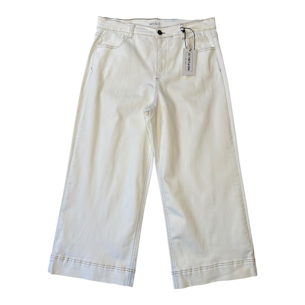 For The Republic Women's Natural White Crop Wide Leg Jeans Size 14 New With Tags